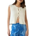 thumbnail image 1 of Yunliwuli Women's Knitted Tank Tops Bow Tie Closure Sleeveless Round Neck Ribbed Sweaters Vest, 1 of 9