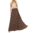 thumbnail image 1 of Yunliwuli Women's Long Skirt Multilayer Mesh Pleated High Waist High Stretch Elegant Solid Color Cake Skirt, 1 of 8