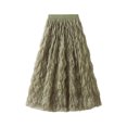 thumbnail image 1 of Yunliwuli Women's Midi Skirts Solid Color Ruched Elastic Waist Skirts Spring Summer Big Swing Casual Tulle Skirts, 1 of 8