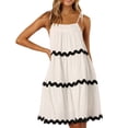 thumbnail image 1 of Yunliwuli Women's Summer Cami Dress Tie Spaghetti Strap Ric Rac Trim Backless Flowy Short Dress with Pockets, 1 of 8