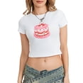 thumbnail image 1 of Yunliwuli Women's Summer Fitted Crop Tops Short Sleeve Crewneck Solid Color/Pattern Print Cropped T-shirt, 1 of 10