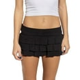thumbnail image 1 of Yunliwuli Women's Summer Mini Skirt Solid Color Tiered Ruffle Skirt for Daily, Travel, Parties, 1 of 7
