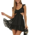 thumbnail image 1 of Yunliwuli Women´s Summer Ruffle Dress Casual 1/4 Sleeve Sweetheart Neck Swiss Dot Short Tank Dress Chiffon Dress, 1 of 6