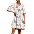 thumbnail image 1 of Yunliwuli Women's Summer Short A-line Dress Solid Color/Floral Print Short Sleeve V Neck Dress, 1 of 6