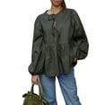 thumbnail image 1 of Yunliwuli Women’s Tie Front Tops Long Sleeve Round Neck Loose Fit Babydoll Shirts Spring Fall Blouses, 1 of 10