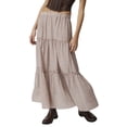 thumbnail image 1 of Yunliwuli Women's Tiered Long Skirts Vintage Elastic Waist Solid Color Midi Skirts Frill Trim Skirts, 1 of 7