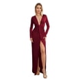 thumbnail image 1 of Yunliwuli Women's Twist Front Party Dress Long Sleeve Deep V Neck Bodycon Midi Dress Evening Gown, 1 of 7