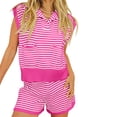 thumbnail image 1 of Yunliwuli Women’s Two Piece Summer Outfits Sleeveless Striped Knit Tank Tops and Shorts Set Loungewear, 1 of 9