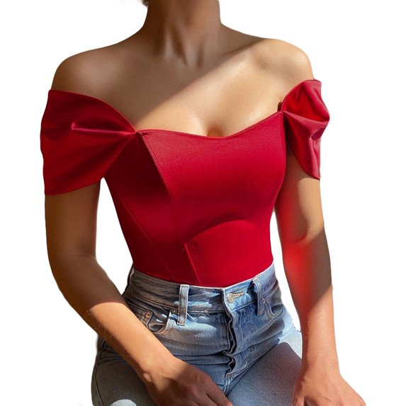 Yunliwuli Women's Vest Tops, Off Shoulder Slim Fit Solid Color Tube Top Sexy Summer Clothing for Ladies