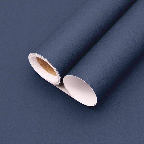 Yunmu Furniture 16"x120" Matte Gray Blue Peel and Stick Wallpaper Removable Contact Paper for Cabinets and Drawers Stick on Wall for Bedroom Kitchen Self-Adhesive Wall Paper