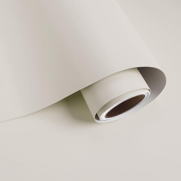 Yunmu Furniture Matte Off White Wallpaper Peel and Stick 15.7"x315" Solid Cream White Contact Paper for Cabinets Countertops Waterproof Adhesive Cream Vinyl Wrap Removable Wall Paper