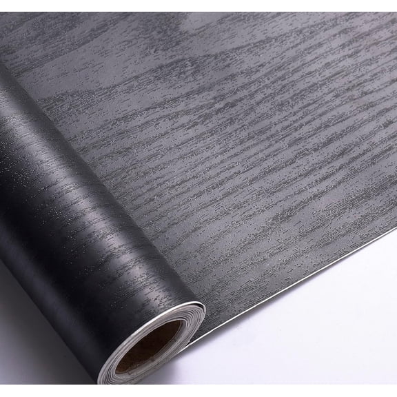 Yunmu Furniture Peel and Stick Wallpaper - Black Wood Contact - Black Wallpaper - Self-Adhesive & Removable Wall Paper for Countertop Furniture Kitchen, Countertop Contact Paper(11"x100")