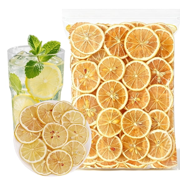 Yunmvora Dried Lemon Slices Bulk, 3.52oz/100g Sour Sweet and Refreshing Citrus Fruit Tea, Natural Dehydrated Lemon Slices for Cocktails Garnish/Tea/Baking, No Sugar Added