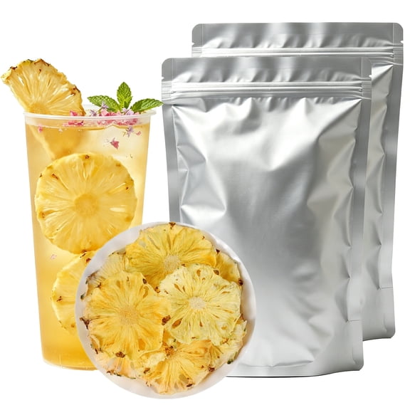 Yunmvora Dried Pineapple Slices, Dehydrated Pineapple Slices for Cocktail Garnish Drinks Baking Fruit Tea, Dry Pineapple Flowers, 100g/3.52oz (Pack of 2)