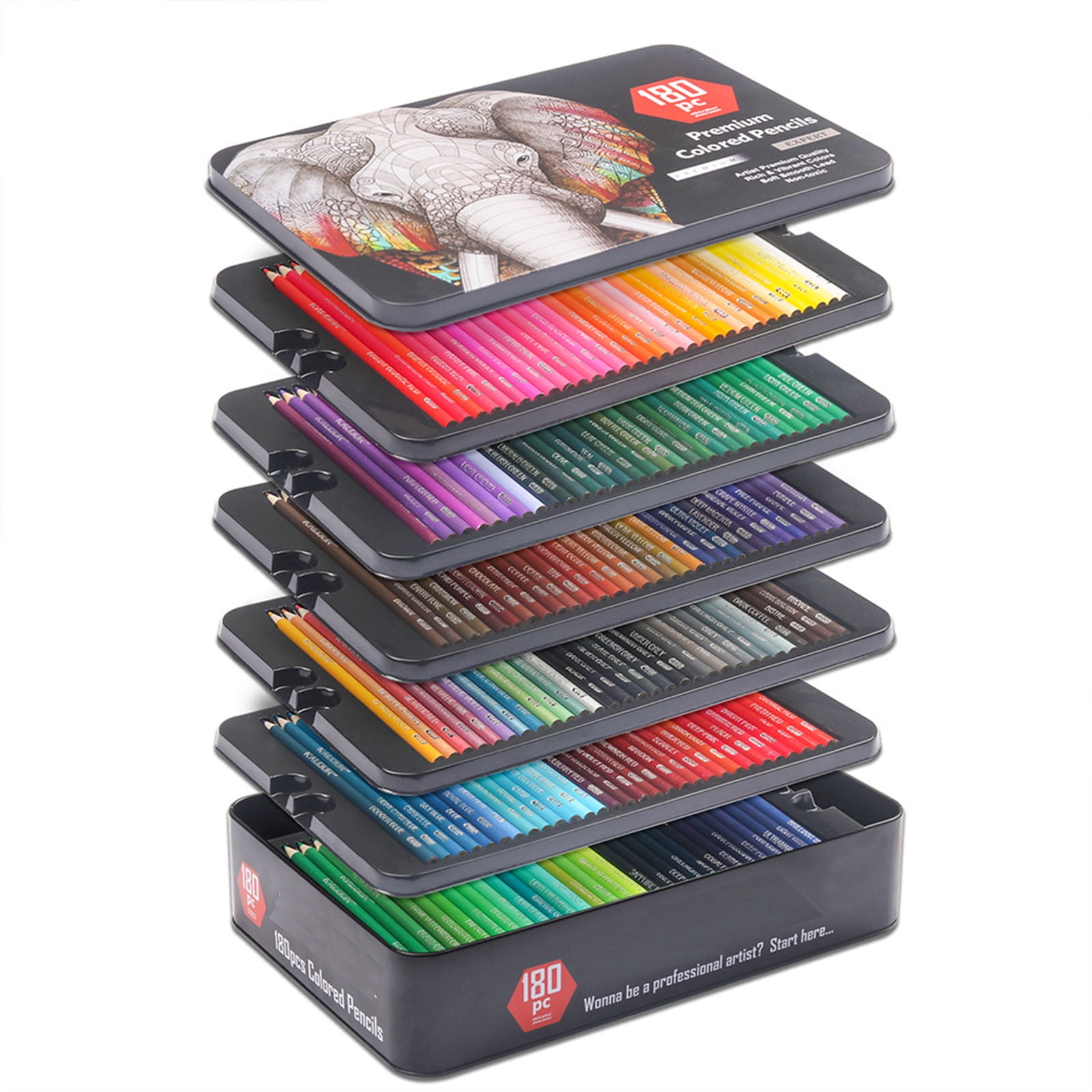 Yunnyp 180 Colored Pencils, Shuttle Art Soft Core Coloring Pencils Set