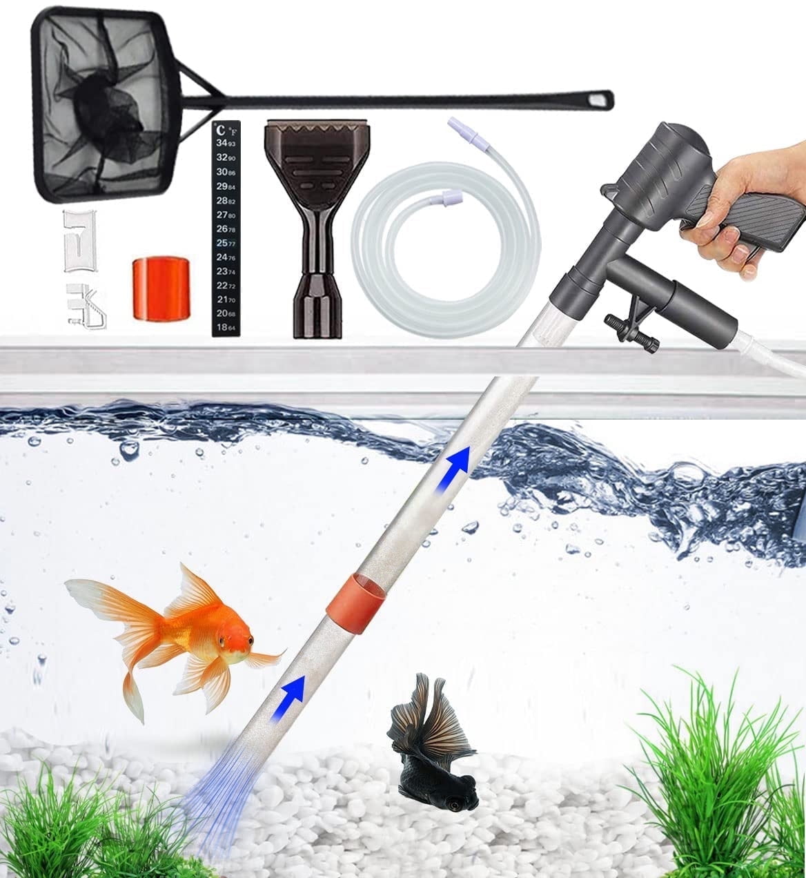 Yunnyp 2023 Aquarium Gravel Cleaner Vacuum Fish Tank Vacuum Cleaner Tools Gravel Sand Siphon Vacuum Cleaner