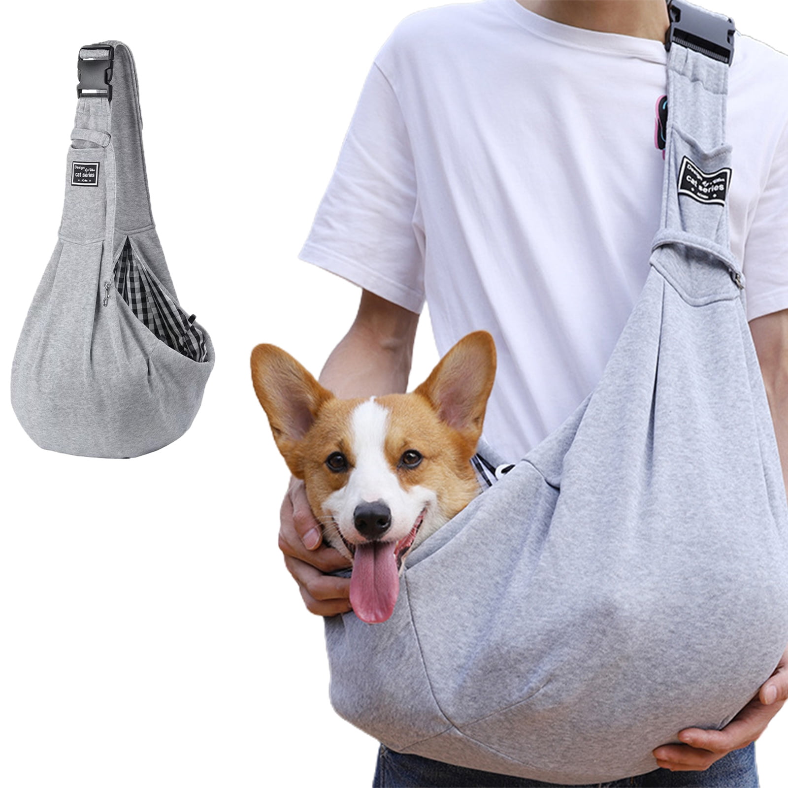 Dog Carrier, Reversible Dog Carrier Bag with Storage Pocket, HandsFree
