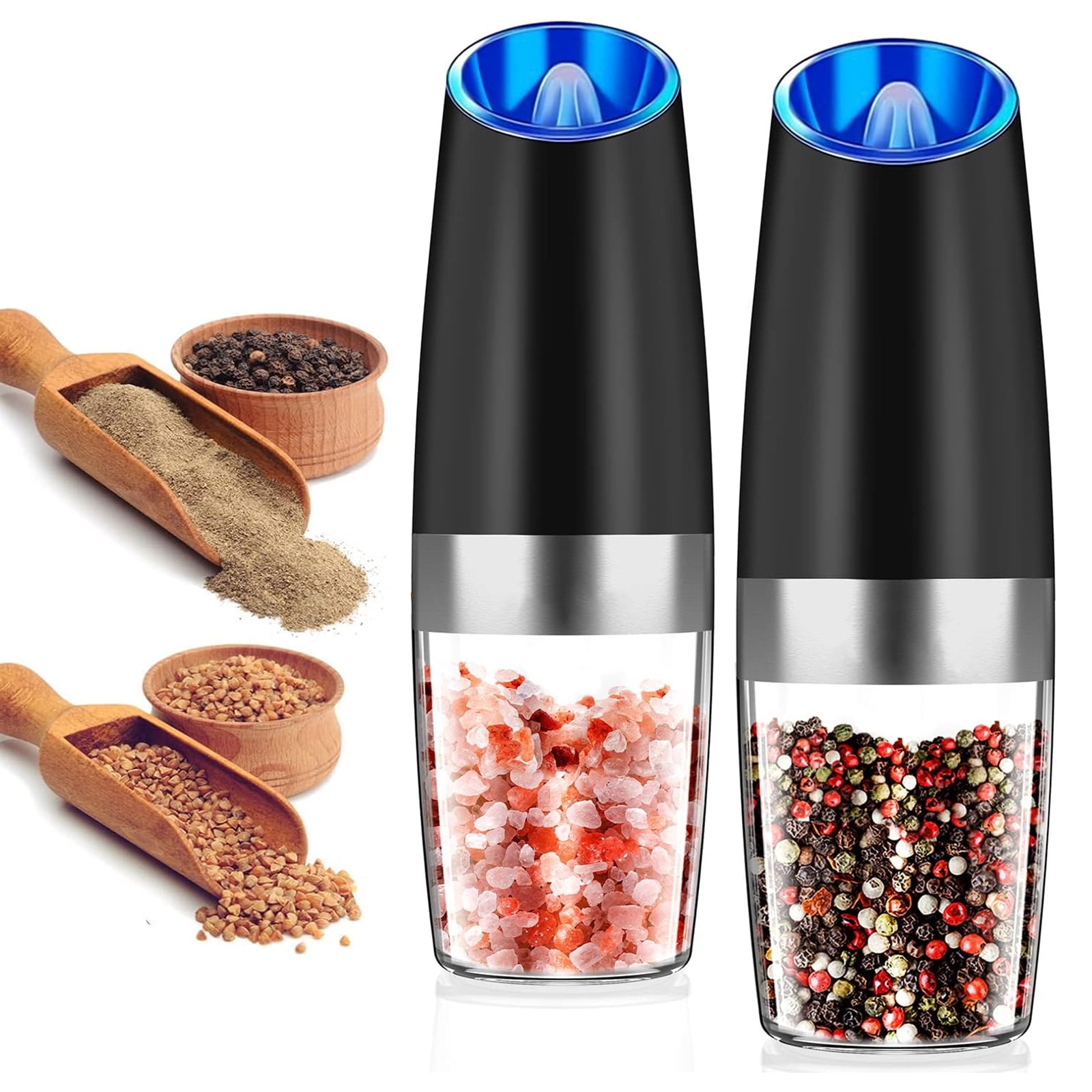 Electric Pepper and Salt Mill Set, Coarseness Adjustable, Automatic