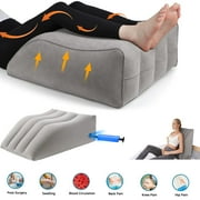 Leg Elevation Pillow, Inflatable Portable Wedge Pillow, Improve Blood Circulation and Reduce Swelling, Use During Recovery from Surgery and Injury, Rest with Elevated Feet, Pregnant Women, Gray