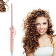 Yunnyp Professional Small Hair Curling Wand, 9mm Small Barrel Curling Iron for Short & Long Hair, Wool Hair Curler Ceramic Small Wand with Adjustable Temperature Setting Pink