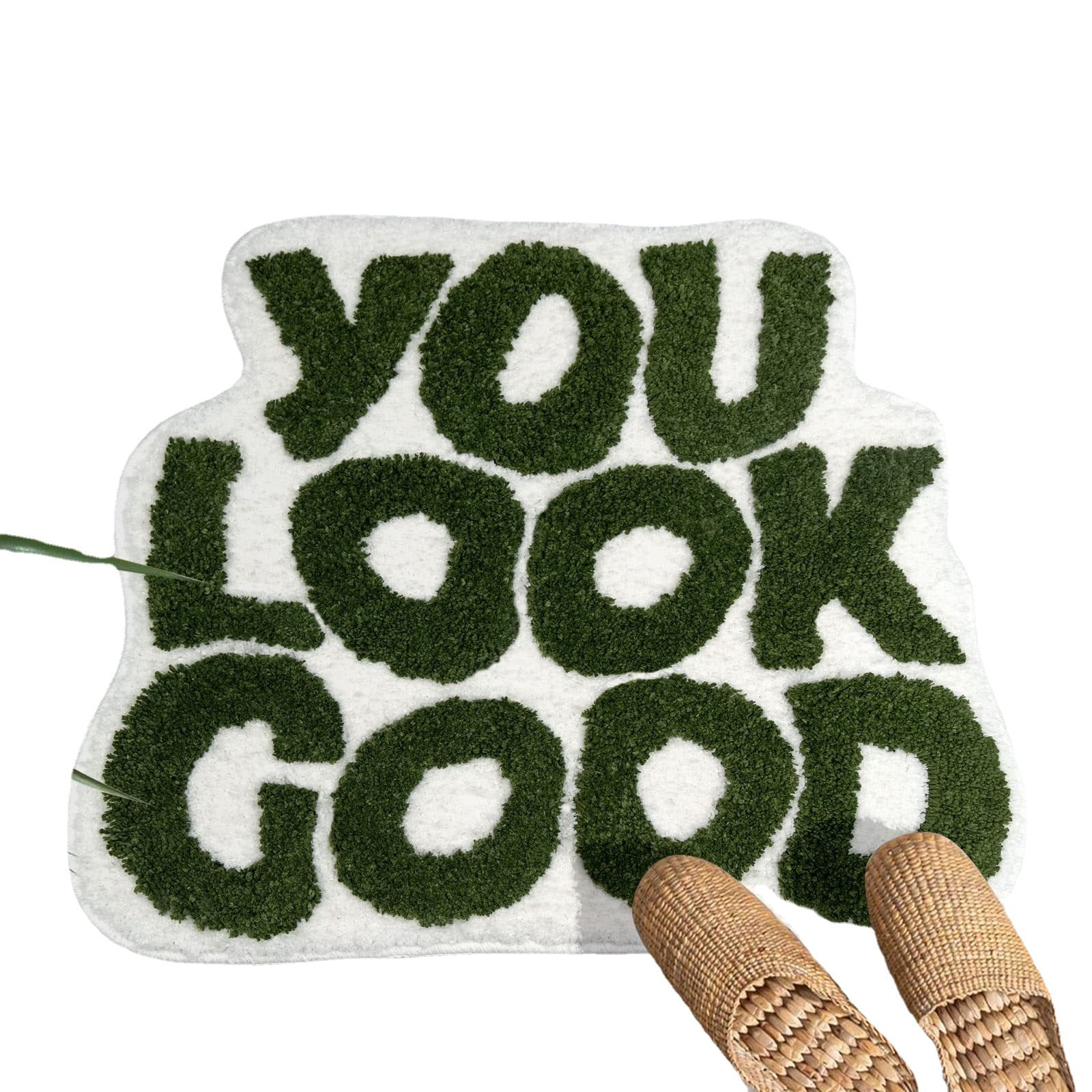 Yunnyp You Look Good Bath Mat, 21 * 25inch, Green Bathroom Rugs Funny