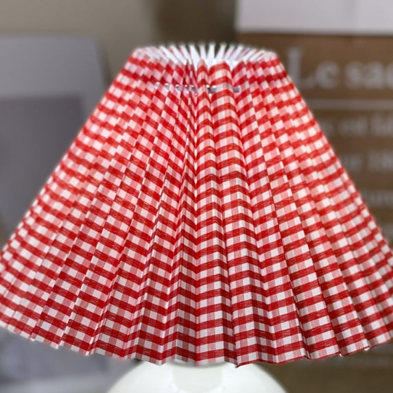 Yunuqso E27 Lampshade Anti Dazzling Table Lamp Shade Fabric Bedroom Lampshade for Household OfficeRed Grid