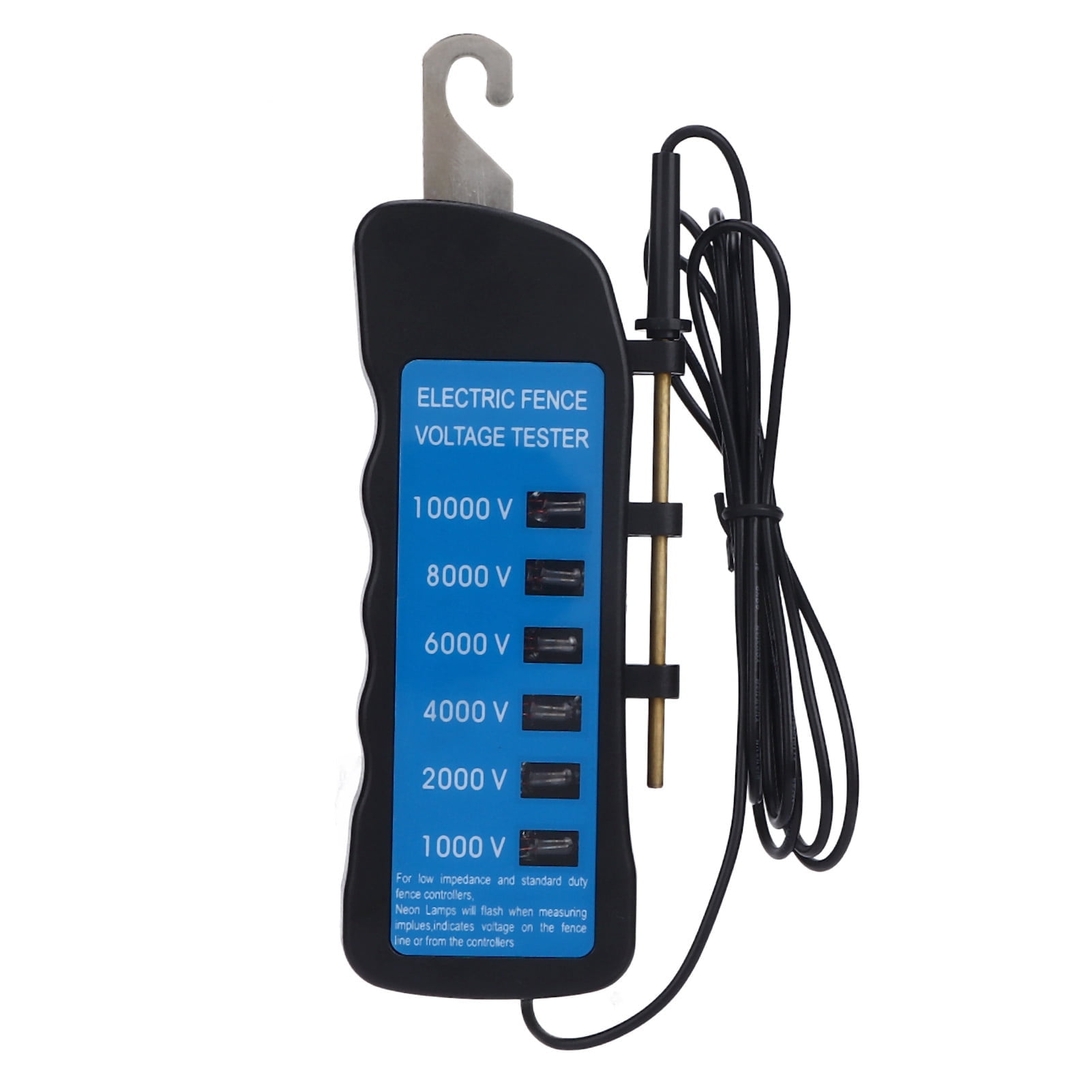 YUMILI Elektrische hek Tester - 10000V waterdichte elektrische hek spanningsmeter draagbare landbouwmeter tool met 6 stks licht voor test hek draden, exciters, grondsystemen