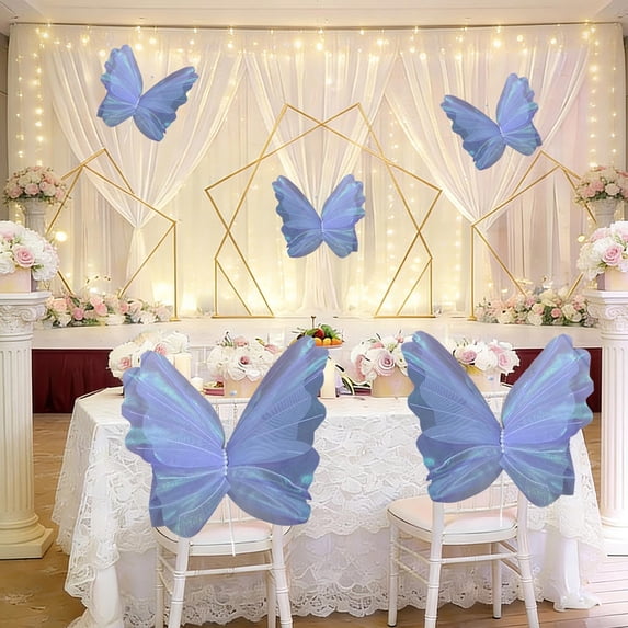 Yunuuuoa 1 Packs Butterfly Decorations Outdoor Wedding Party Garden Decoration Polyester Mesh 3D Realistic DIY Hanging Backdrop Wall Floral Arrangement Festive Birthday Celebration Supplies