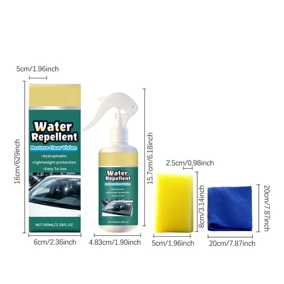 Yunuuuoa 1 Packs Glass Waterproof Spray Suit Deep Cleaning Hydrophilic Solution for Windows Mirrors Shower Doors Auto Glass with Applicator Sponge and Towel Kit Streak-Free Shine Protective Coating