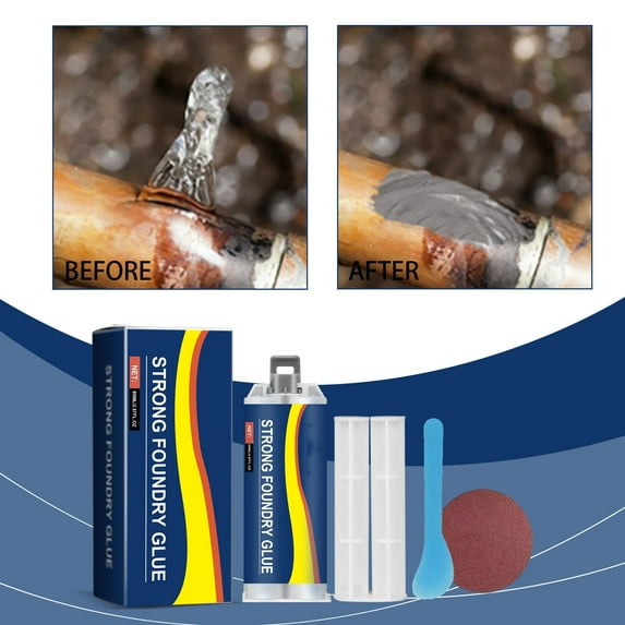 Yunuuuoa 1 Packs High Temp Metal Repair Glue for Iron Steel Casting Sand Holes Pipes Tanks Concrete Permanent Strong Adhesive Heat Resistant 285°C Quick Set Durable File Drill Tap Industrial DIY Fix