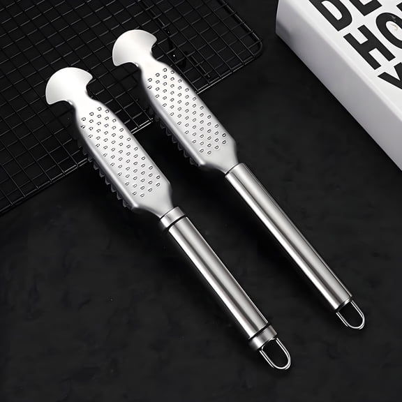 Yunuuuoa 1 Packs Stainless Steel Fish Scaler Knife Multi-Purpose Kitchen Tool for Home Use Ginger Garlic Grater Peeler Scraper with Ergonomic Handle for Cooking Camping Outdoor