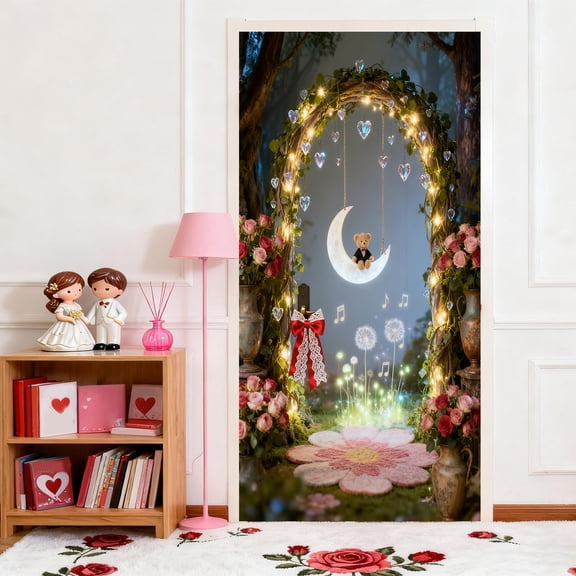 Yunuuuoa 1 Packs Valentines Day Door Cover Curtain with Hearts and Love Patterns for Holiday Party Home Decor Front Door Wall Decoration Festival Celebration
