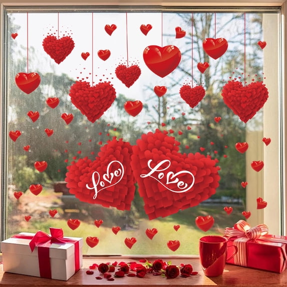 Yunuuuoa 1 Packs Window Sticker Decals, Self-Adhesive PVC Wall Decor, Sunproof Removable, for Home Office Storefront Window Glass Door Decoration, Easy Peel and Stick, Festive Holiday Party Decor