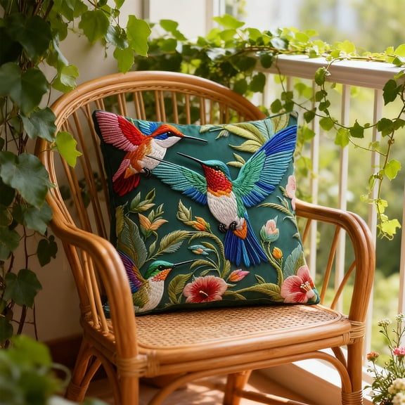 Yunuuuoa 2 Packs Retro Floral Birds Cushion Cover Sofa Pillow Case Polyester Printed Decorative Throw Pillow Covers for Living Room Bedroom Home Decor Simulated Embroidered Design Washable Soft