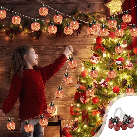 Yunuuuoa 2 Packs Vintage Pineapple String Lights Battery Operated Decorative Ambient Lighting for Home Party Wedding Christmas Tree Indoor Outdoor Decoration