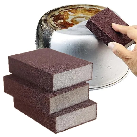 Yunuuuoa 3 Pack Emery Cleaning Sponge Rust Remover For Kitchen Pots Powerful Decontamination Tool Multi-Use Scouring Pad, Heavy Duty Cleaning Sponge for Cookware, Sink, Stove Top, Cast Iron Pan