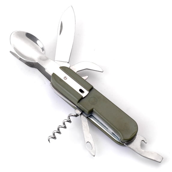 Yunuuuoa 5 Packs Portable Camping Cutlery Set Foldable Knife Fork Spoon Combo Multifunctional Travel Utensils Stainless Steel Outdoor Hiking Picnic Gear