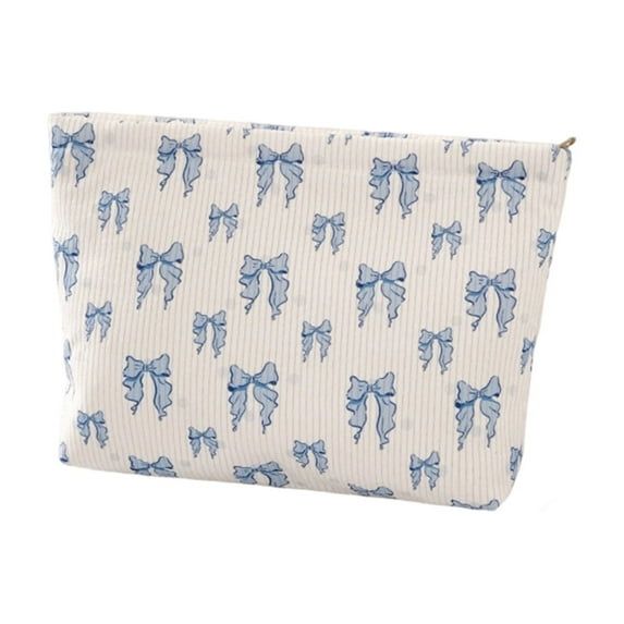 Yunuuuoa 5 Packs Women's Corduroy Cosmetic Bag with Bowknot Design Portable Travel Makeup Pouch Organizer for Daily Essentials Storage and On-the-Go Use