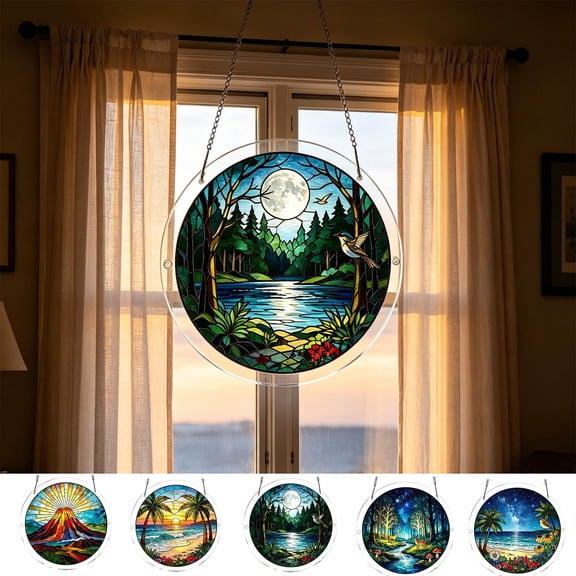Yunuuuoa Acrylic Puzzle Pendant Sunshade Window Hanging Plates, UV Blocking Decorative Car Sunshade, Geometric Acrylic Pendant for Home Office Window Decor, Creative Acrylic Pane Sun Catcher