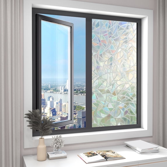 Yunuuuoa Bathroom Window Privacy Film Decorative PVC Sticker Light Filtering Glass Covering for Home Office Restroom Shower Door Opaque Adhesive Window Treatment Frosted Film for Windows