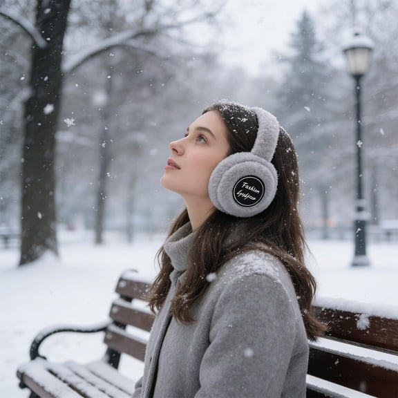 Yunuuuoa Bluetooth Earmuffs with Warm Ear Covers, Wireless Headphones for Music & Calls, Foldable Noise Reduction Headset for Outdoor Sports, Winter Commuting, Rechargeable