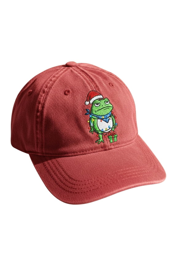 Christmas Frog Baseball Cap Embroidered Santa Hat Adjustable Snapback Unisex Holiday Party Gift Novelty Festive Headwear for Adults