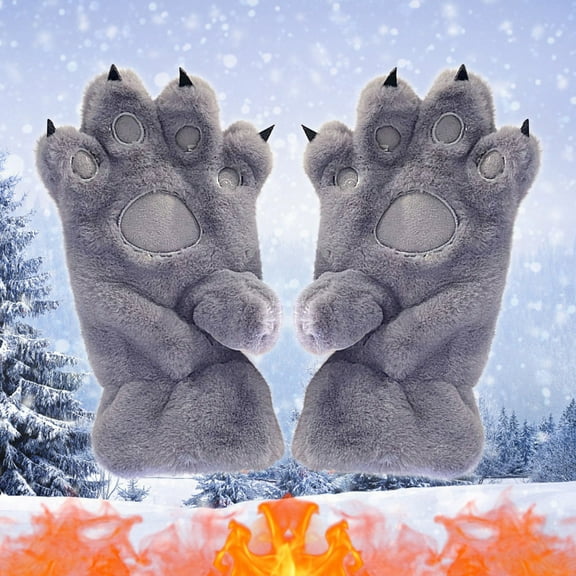 Yunuuuoa Cute Animal Paw Gloves Full Finger Winter Warm Pet Claw Bear Palm Cozy Hand Protection for Cold Weather Outdoor Activities