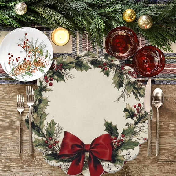 Yunuuuoa Diatomite Placemats for Dining Table, Absorbent Non-Slip Rubber Mats, Reusable Western Food Placemat, Holiday Dinner Table Setting, Easy Clean Kitchen Decor