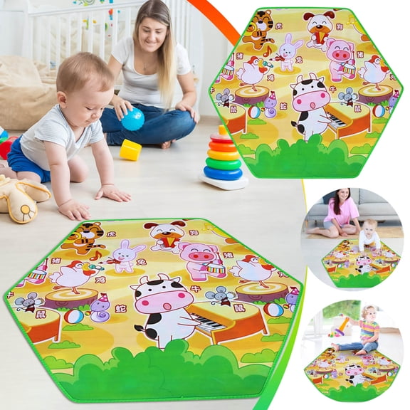 Yunuuuoa Eco-FriendlyCling Mats Hexagonal Floor Mat with Alphabet & Shape Patterterproof Shockproof Toddler Activity Mat