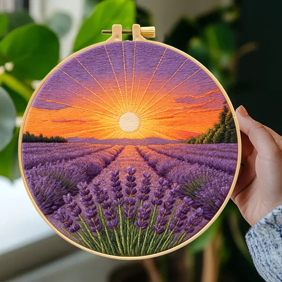 Yunuuuoa Embroidery Kit for Beginner Adults with Flower Pattern – Complete Cross Stitch Kits for Adults Including Stamped Fabric, Hoop, Threads, Needles & Instructions – DIY Hand Sewing Craft Set