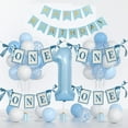 thumbnail image 1 of First Birthday Party Decorations Banner Set with Customizable Letters and Bows for Celebration Backdrop, Fabric Pull Up Banners for Anniversary Events, 1 of 9