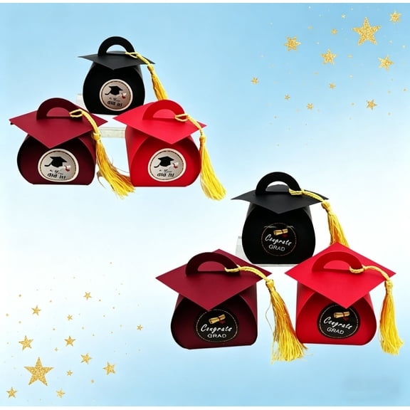 Yunuuuoa Graduation Cap Candy Box Favor Box European Doctor Hat Design Compact Flat-Pack Folding Assembly Bulk Paper Holder Gift Packaging Decor Celebrations Party Supplies