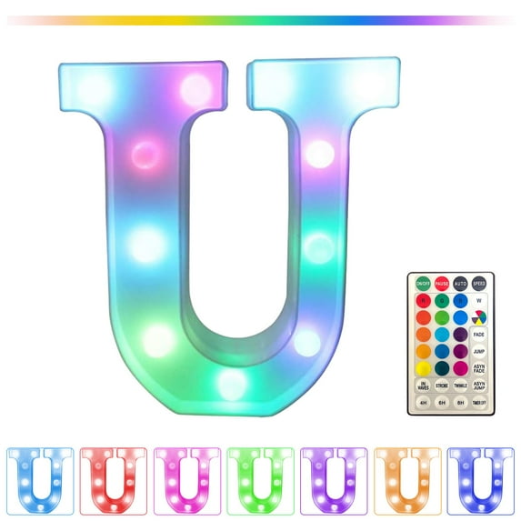 Yunuuuoa LED Marquee Letter Lights with Remote - 16 Color Changing Decor for Home Party Wedding Bar Wall Decor USB/Battery Powered Flashing Modes Speed Control