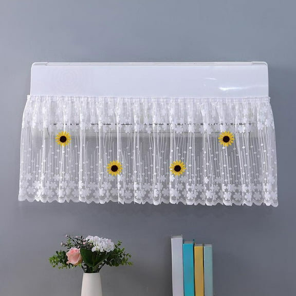 Yunuuuoa Lace Air Conditioner Wind Deflector Curtain - Adjustable AC Vent Cover for Wall Mounted Units, Decorative & Dustproof Window Valance, Breathable Fabric, Easy Install Home Decor